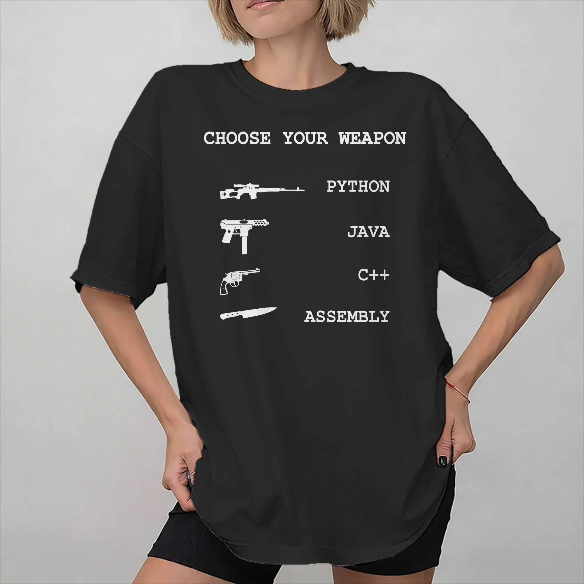 Python vs Java vs C++ vs Assembly Programming Language Comparison Merch Unisex T Shirts Pure Cotton Tee New Arrival Tops T-shirt