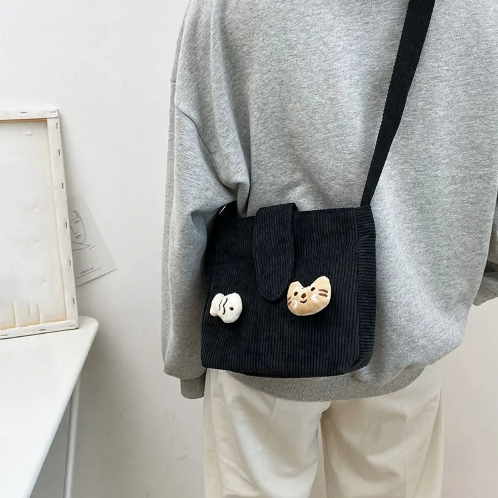 

Portable Large Capacity Corduroy Crossbody Bag Retro Handbag Mini Corduroy Bag Autumn Winter Casual Velvet Shoulder Bag Women