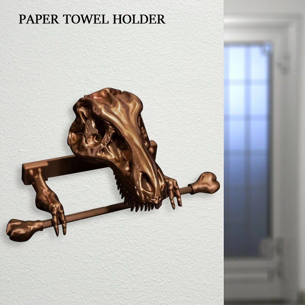 Dinosaur Skull Toilet Paper Holder Versatile Toilet Storage Rack Wall-Mounted Creative for Home Kitchen Bathroom Cabnet