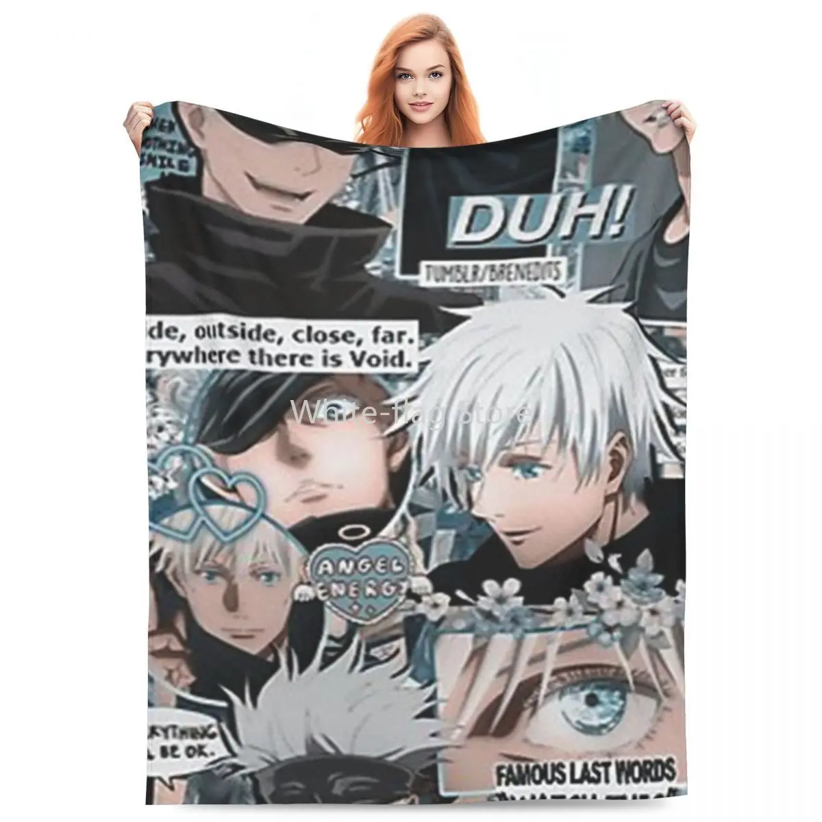 

Super Soft Blanket Japanese Comic Manga Picnic Throw Blanket Autumn Cute Design Flannel Bedspread Sofa Bed Cover