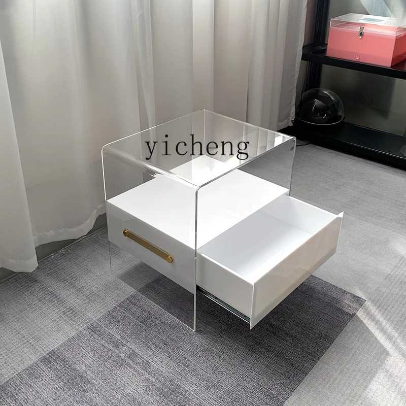 

ZZ acrylic bedside table simple modern side few bedside shelves household bedroom simple transparent coffee table locker