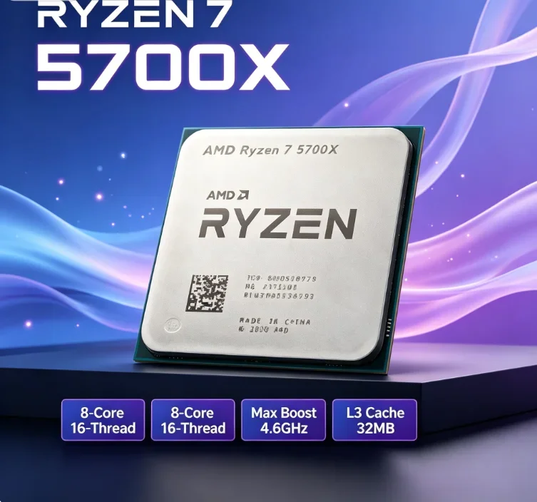 Video Editing Render Multicore Tray CPU AMD Ryzen 7 5700X 8 Cores 16 Threads 4.6GHz Boost AM4 DDR4 Creator Processor No Cooler