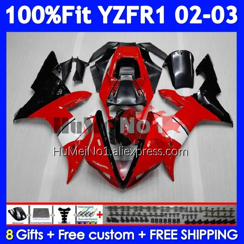 Body For YAMAHA YZF 1000 CC R1 R 1 YZF-R1 YZFR1 02 03 365No.2 Factory red YZF1000 1000CC YZF-1000 2002 2003 Injection Fairing