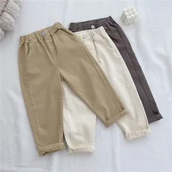 Clothing for Girls Boy Fashion Loose Pantaloons Kids Casual Style Solid Color Trousers Summer New Children Cotton Pants 2-8 Year