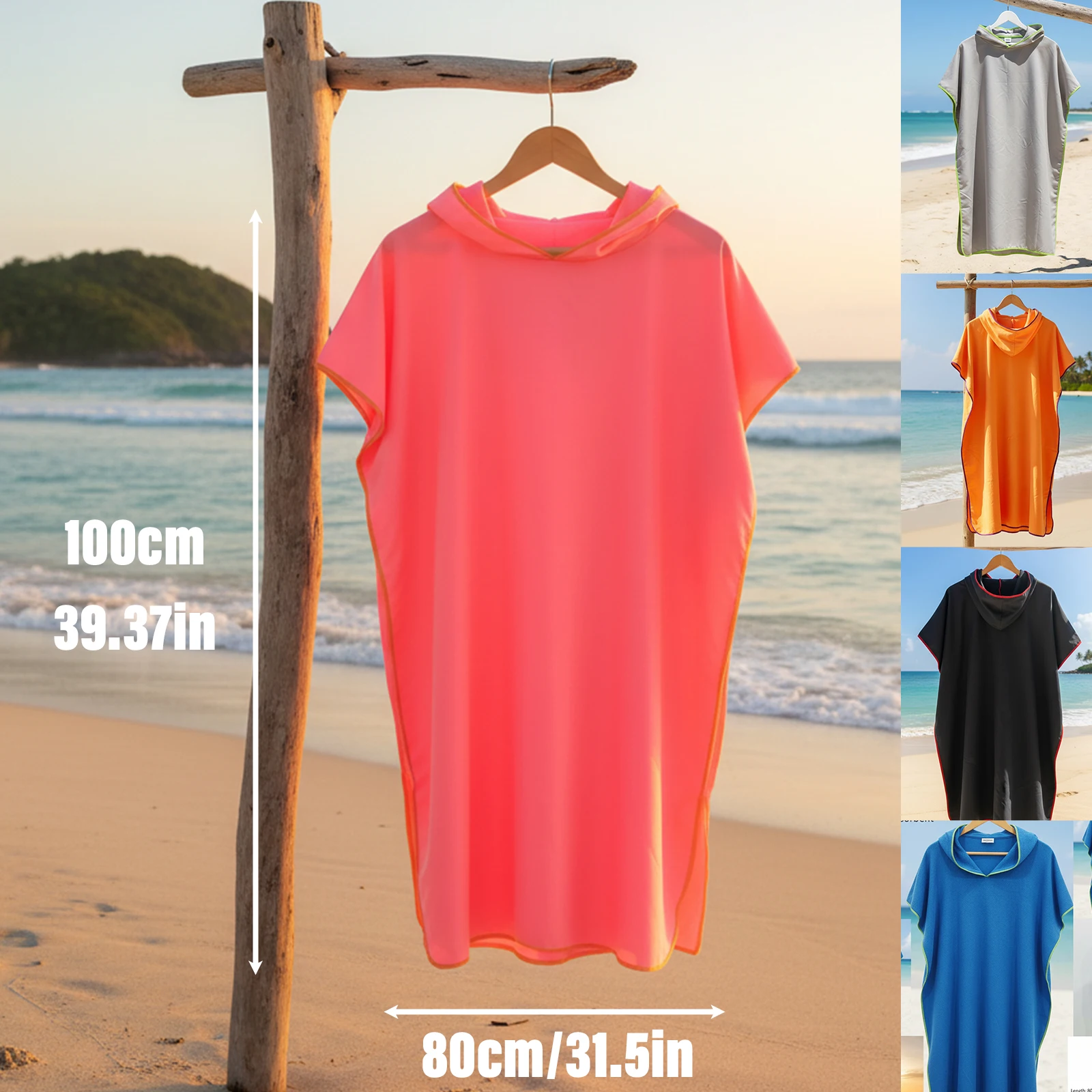 Quick Dry Changing Poncho No Pocket, Breathable Swim Cover Up for Surfing Beach Swimming Camping Outdoor Use
