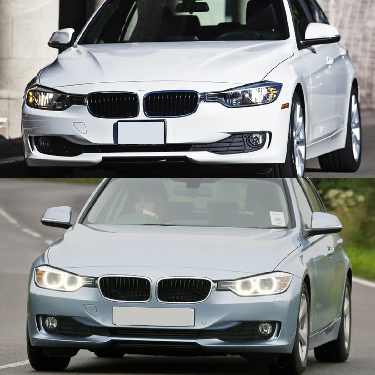 Griglie per BMW F30 F31 F35 Serie 3 320i 328i 330i 325i 2012-2018, Griglia Frontale Cromata Nera per Paraurti