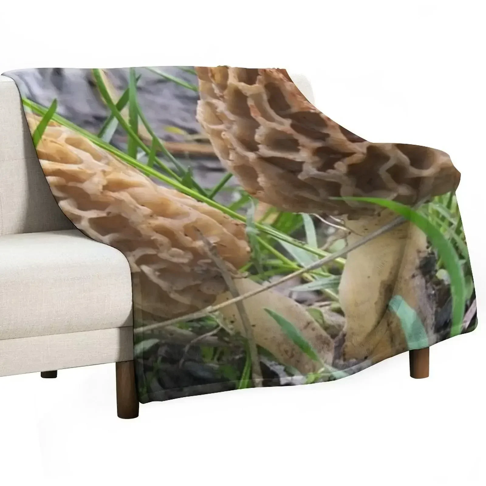 

Forest Morel Mushroom Throw Blanket Plaid on the sofa Loose Luxury Throw Blankets