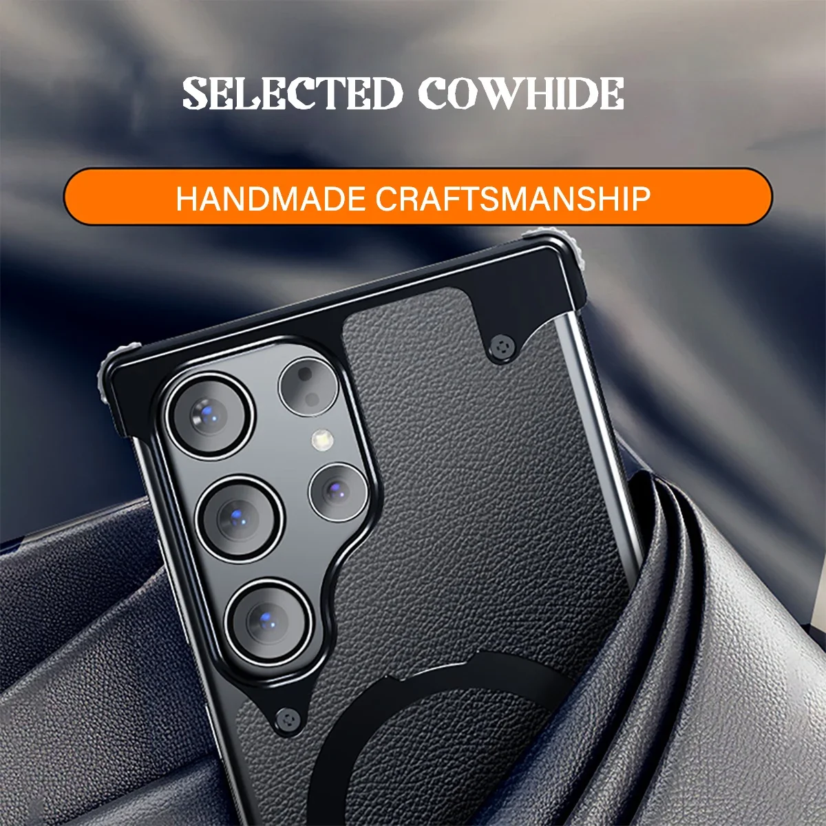 Magnetic Magsafe Aluminum Stand Framless Phone Case for Samsung S24 S23 Ultra Plus Metal Shell Frosted Matte Back Cover Funda