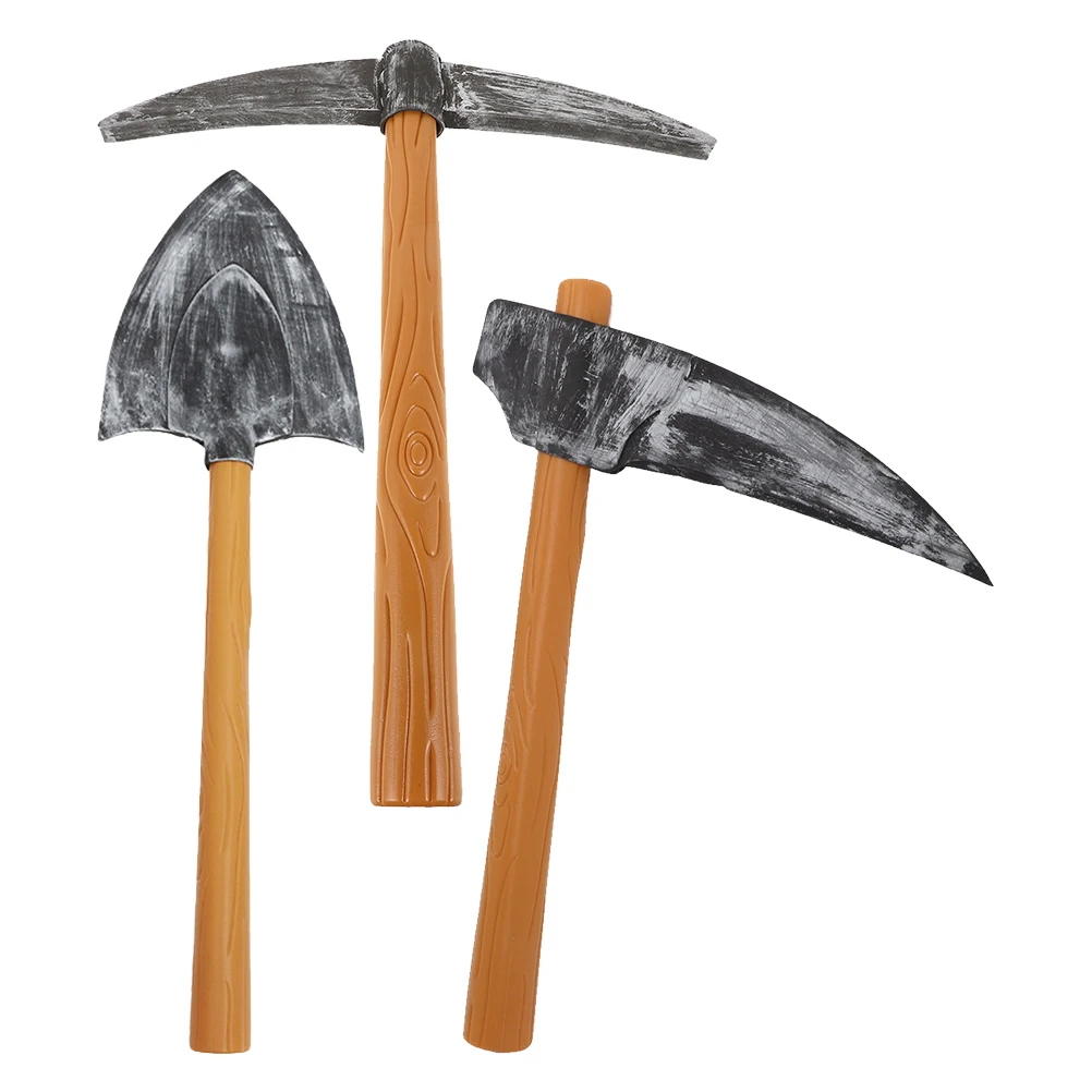 ชุดอุปกรณ์ประกอบการแสดงบนเวที 3 ชิ้น ประกอบด้วยสิ่ว พลั่ว ขวาน ทำจากพลาสติกน้ำหนักเบา ฟองน้ำ เหมาะสำหรับฮาโลวีน คอสเพลย์ ของเล่นปลอม รูปทรงคนแคระ