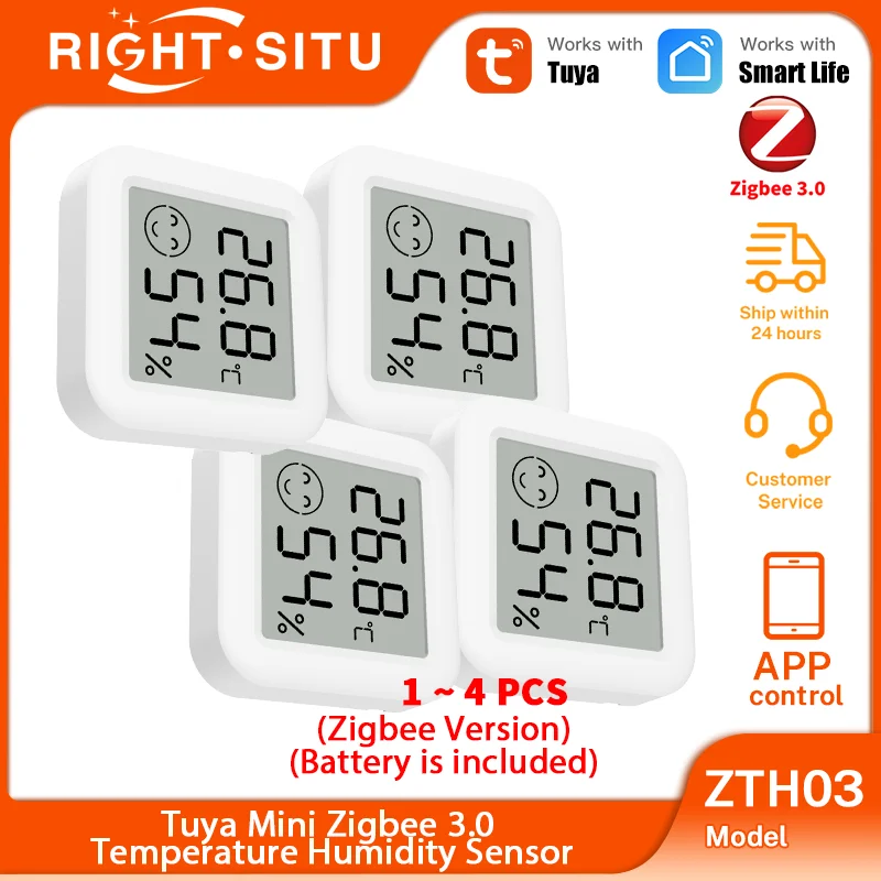 Tuya Zigbee-Sensor de temperatura y humedad, termómetro con Control por aplicación remota a través de Smart Life para trabajo doméstico inteligente con Yandex Alexa