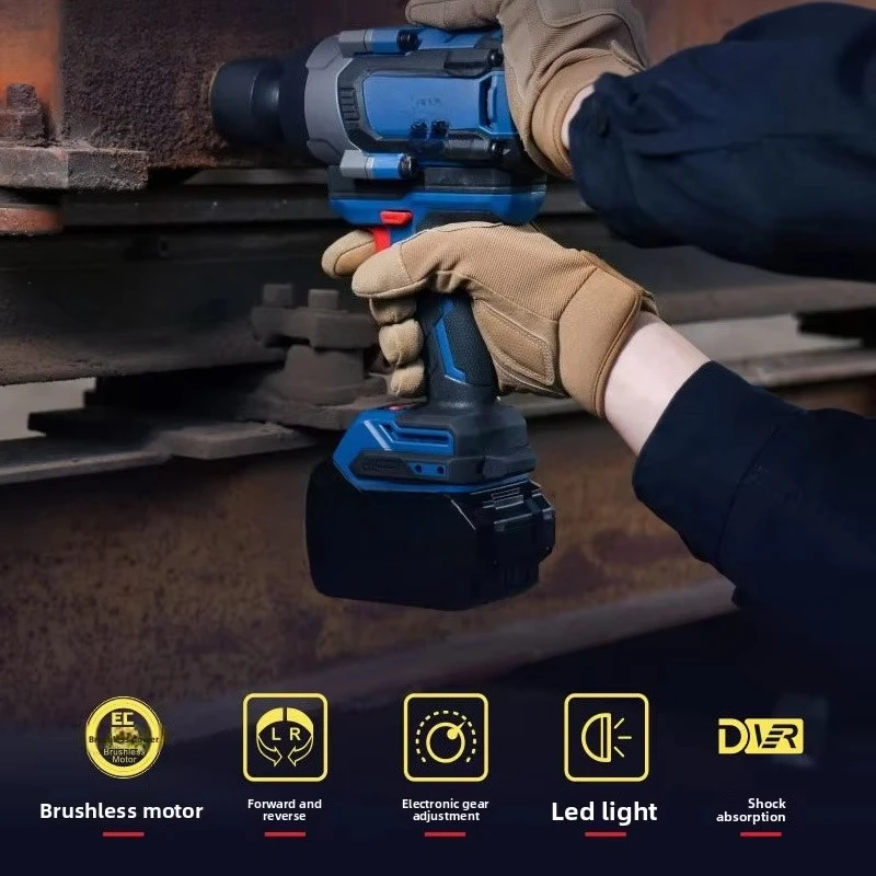 Brushless Lithium-Ion 20V Industrial & DIY High Torque Impact Wrench Auto Repair 968Nm Max Torque Powerful