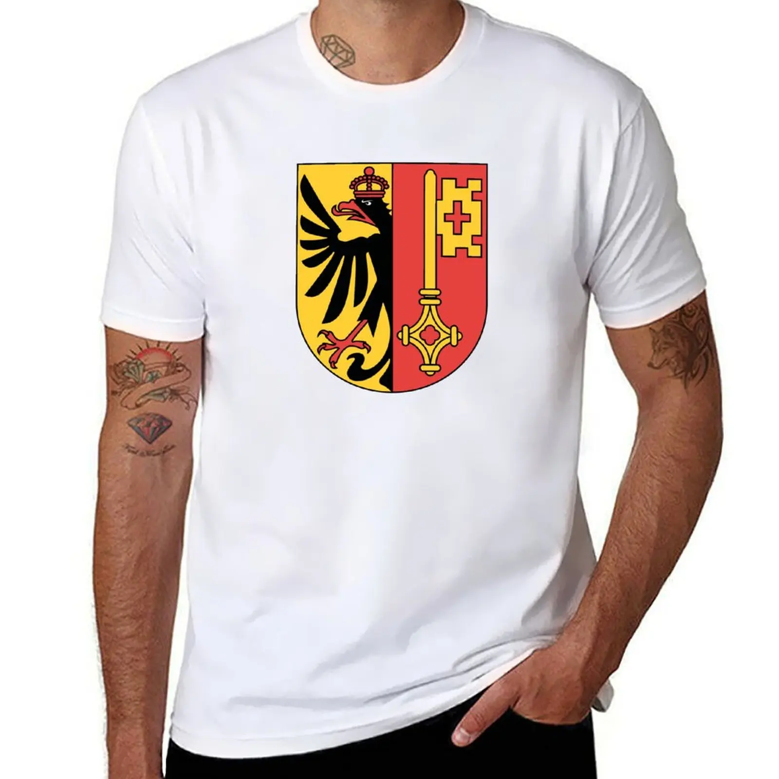 

Geneva Coat of Arms, Switzerland T-Shirt t shirt custom print t shirts for man pack cotton T-Shirt