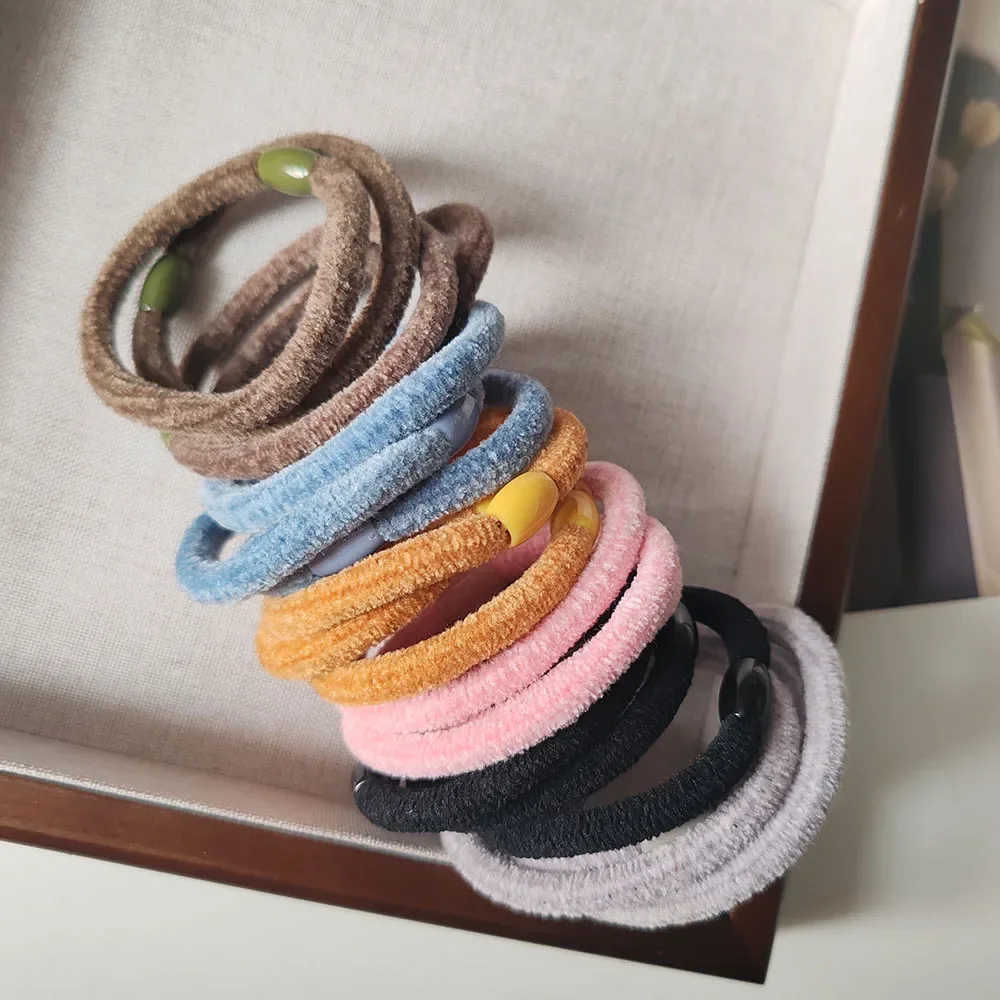 5PC Good High Elasticity Four Season Universal Velvet Hair Ties for Women Girls Ponytail Holder Hair Rings Rope Accessories