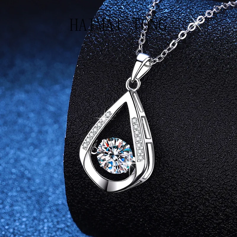 

HAIMAITONG PT950 платина, женское ожерелье из трансграничного муассанита, умный кулон с каплями воды, 1-каратное ожерелье с муассанитом