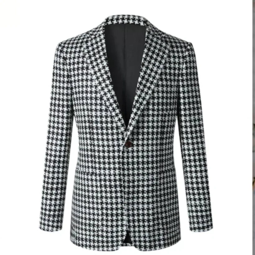 

One-AT23 Men's Single Breasted Knitted Wool Casual Wedding Dinner Tuxedo Suit