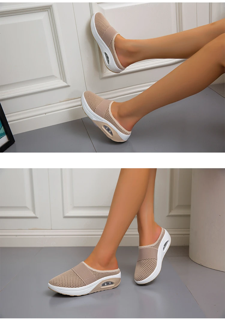 2025, Sommer europäische und amerikanische große Baotou-Halbhausschuhe für Damen, Mesh, ohne Absatz, Slip-on-Damenschuhe, flache Schuhe – Detail 21