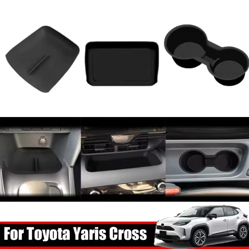 

Interior Central Control Water Cup Holder Cover Storage Box Pad Navigation Screen Silicone Pad for Toyota Yaris Cross 2020-2022