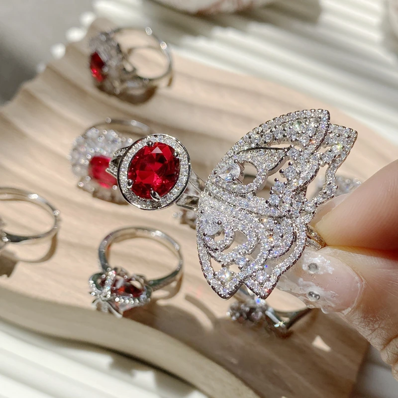 

ML-YSS Mossan style Heavy Dove Ruby Collection Brilliant Butterfly 18K Prom Plated Premium Matching Ring for Women