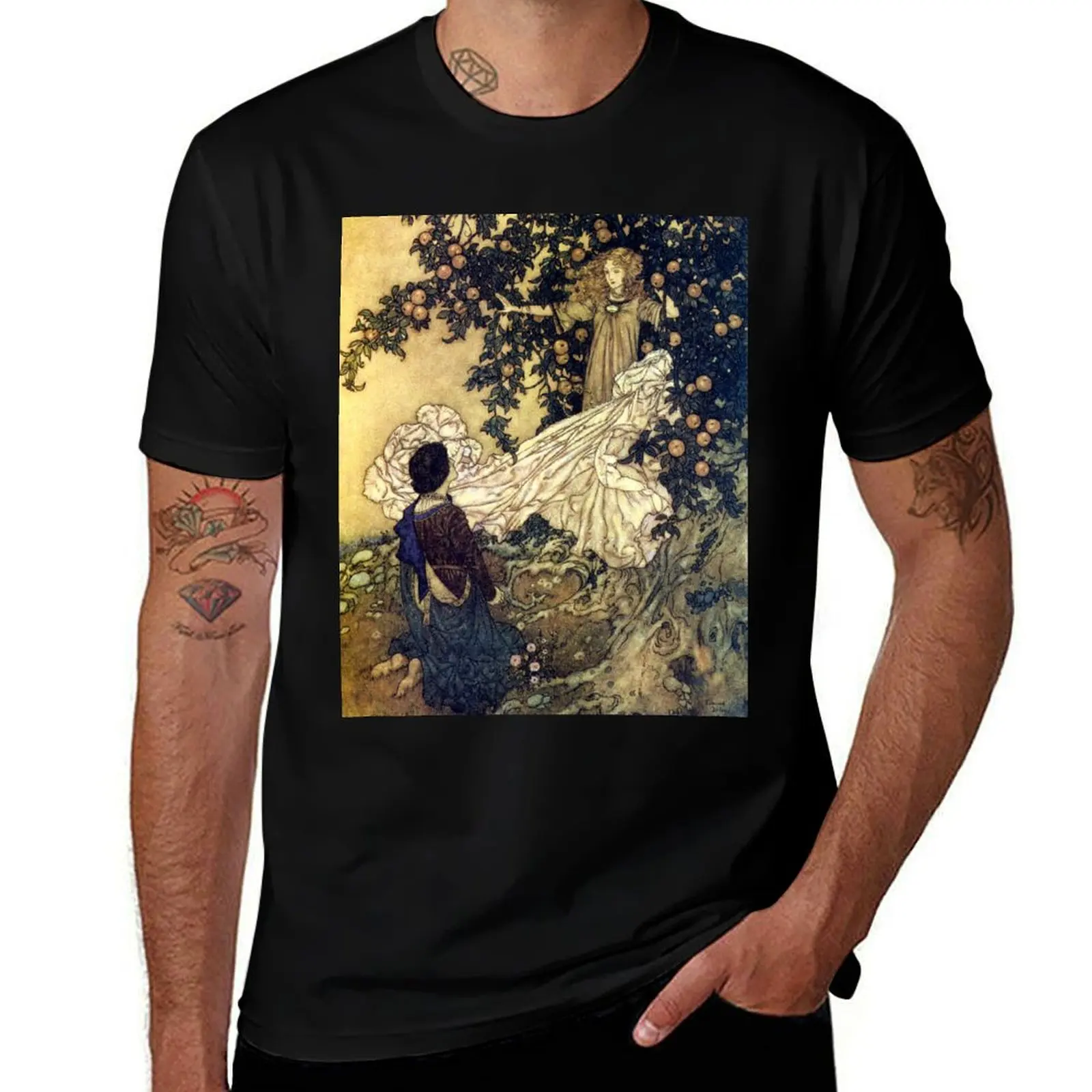 Edmund Dulac - The Garden of Paradise Fairy T-Shirt Plus Size Lightweight Top T-Shirt