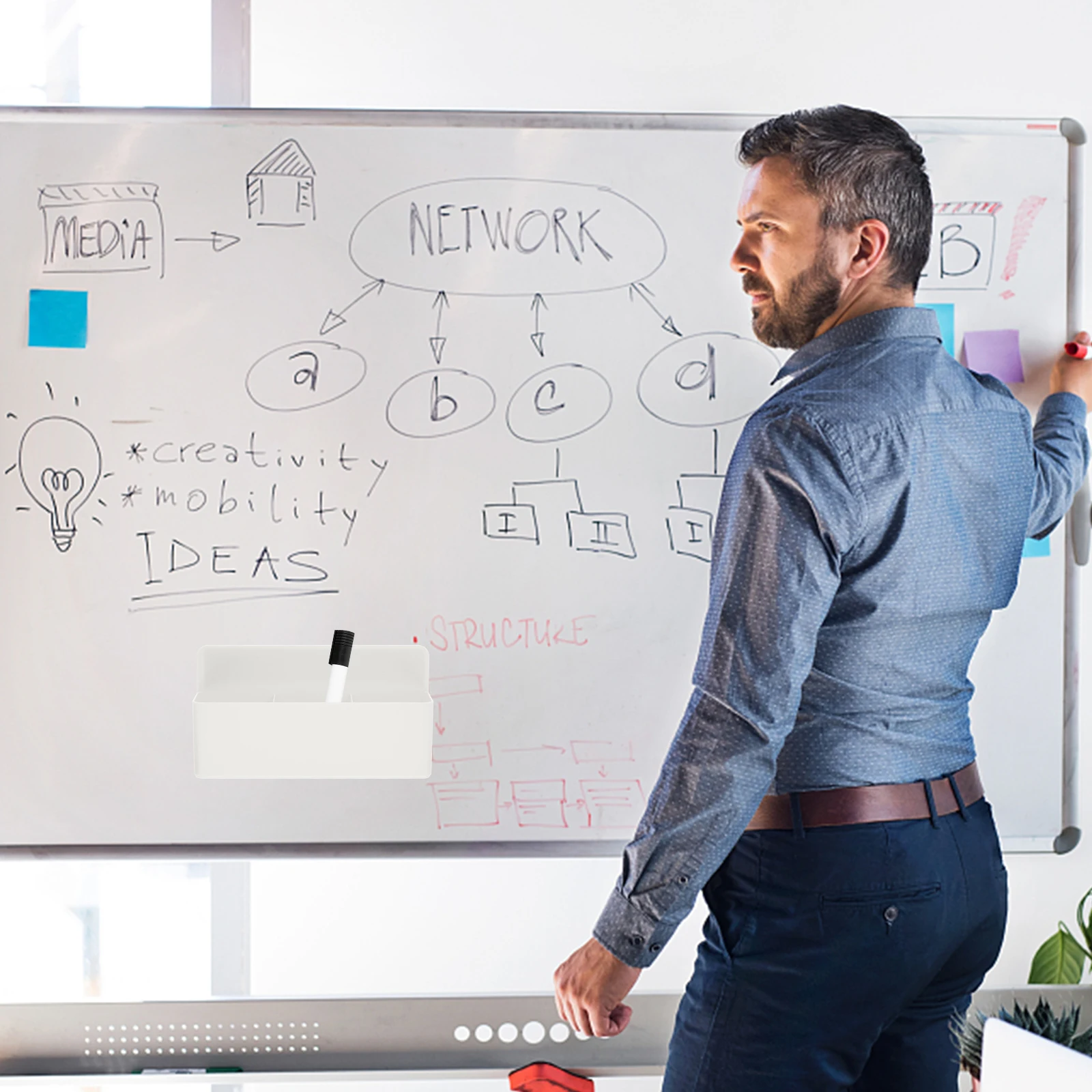 

Magnetic Marker Holder Pp Material Stationery Organizer For Office School Desk Whiteboard Accessories Storage Box