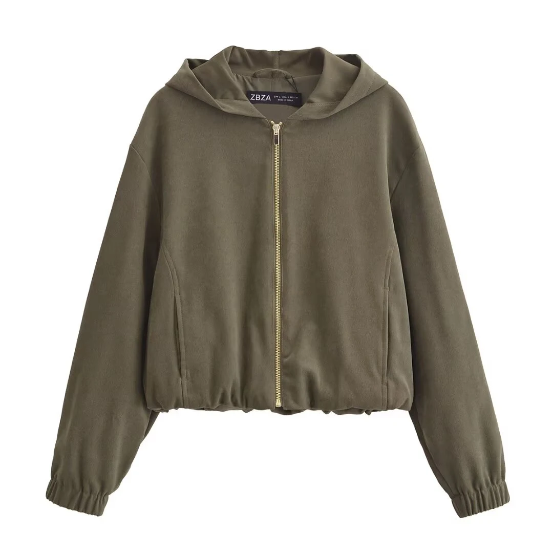 الخريف الملابس النسائية الجديدة النمط الأوروبي والأمريكي فضفاض سستة مقنعين سترة الطيار مع ربطة عنق واسعة الساق مجموعة السراويل غير رسمية