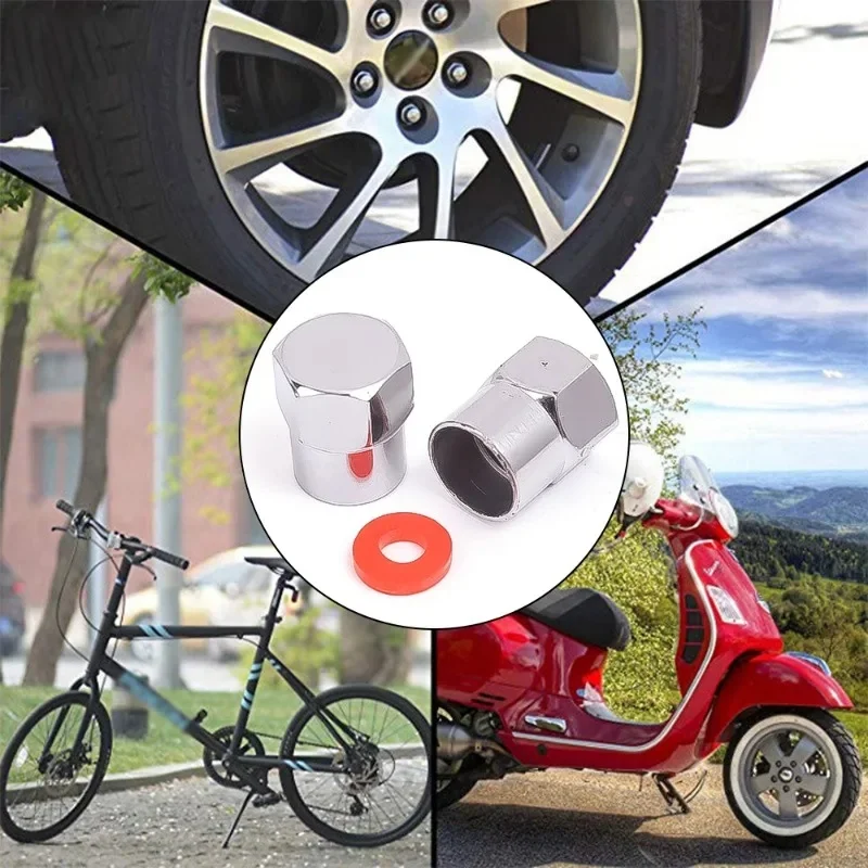 Universal Car Motorcycle Bike Tyre Valve Caps Round Head Chrome Plating Dust Proof Covers Styling Decoration Accessories For Veh