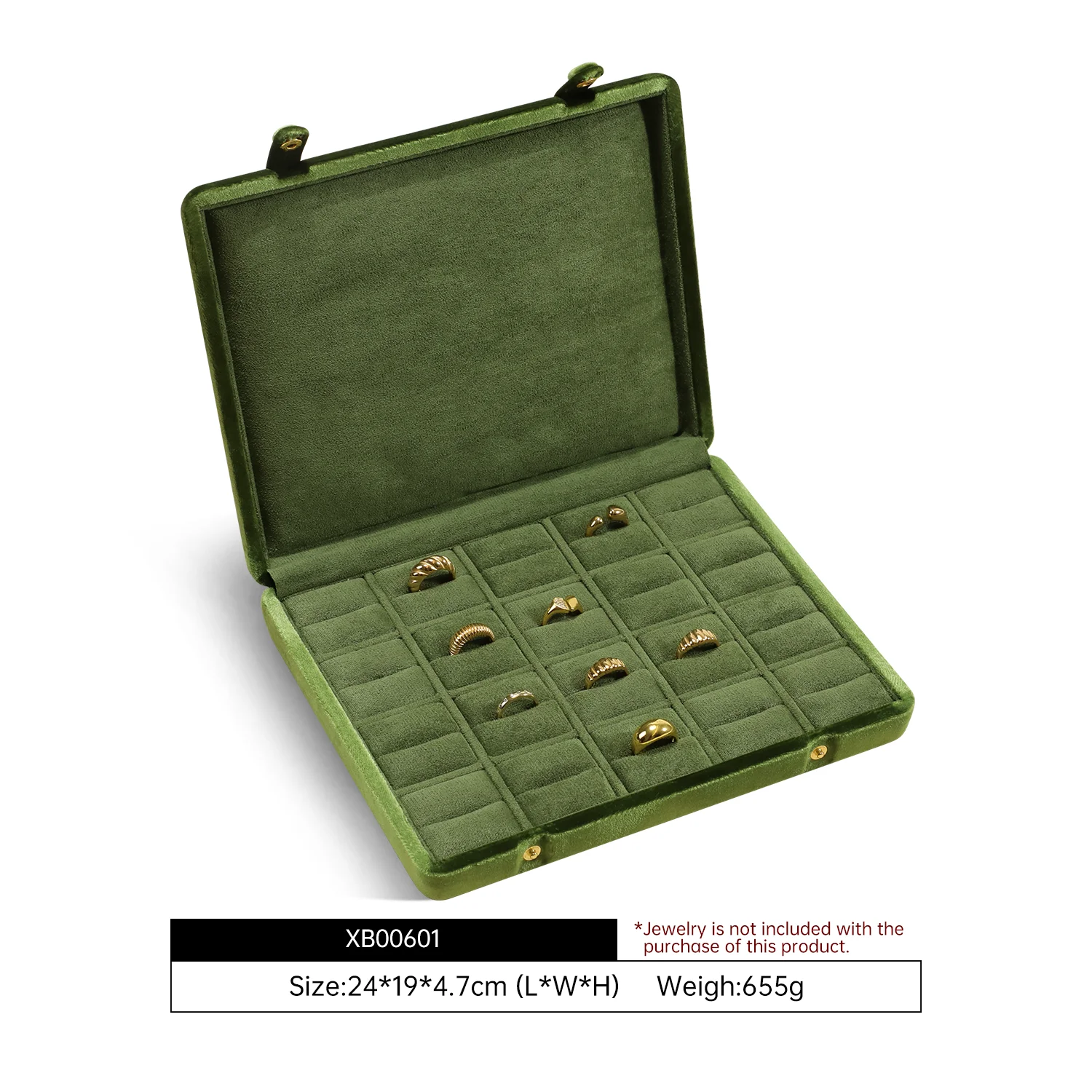 Yinbeini Fluwelen sieradenopbergdoos Ring Oorbel Hanger Display Organizer Grote ruimteverpakkingsdoos voor collectie XB006