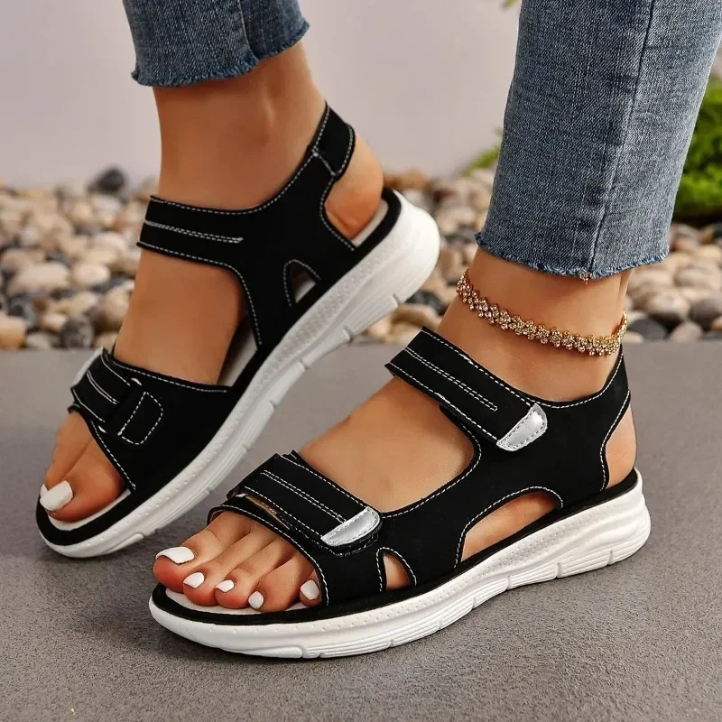 New Elegant Women Leather Sandals Women's Sport Style Lightweight Plus Size Slippers Women Sandals Plus Size 36-43