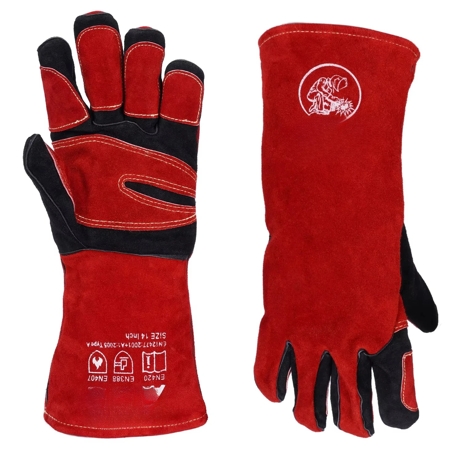 ANDELI Welding Glove 27cm Multifunctional Works Gloves Heat Resistant Mig/Stick/Tig Welder/Grill/Stove/BBQ Extra Long RED ANDEL