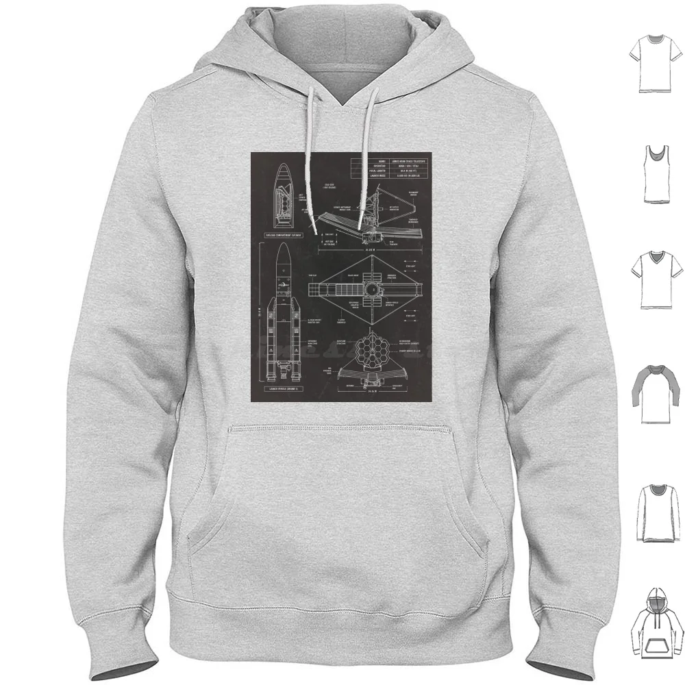 James Webb Space Telescope ( Blackboard. Vertical ) Hoodies Long Sleeve Rockets Rocket Engine Engines Exploration