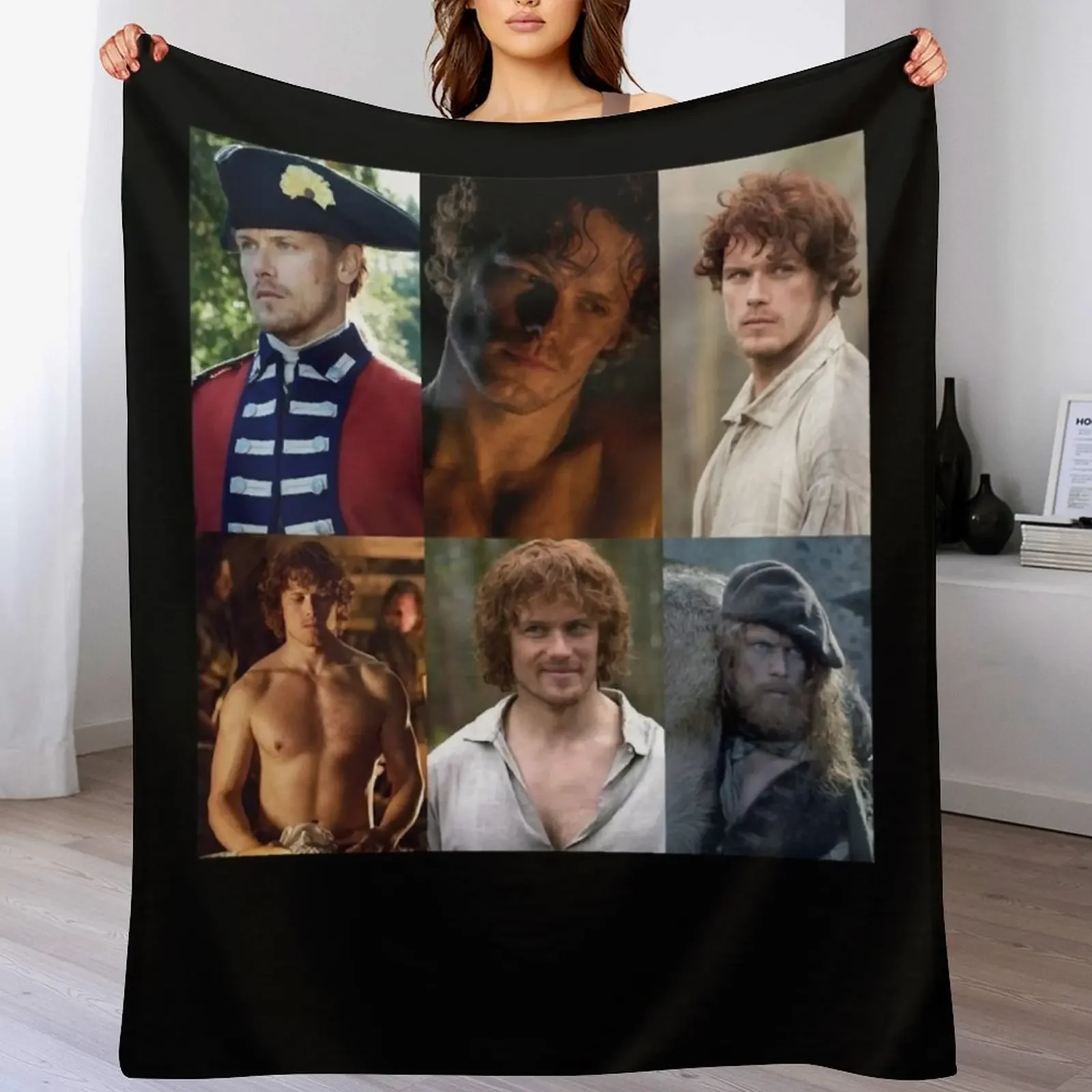 

People Call Me Jamie Fraser Collage Sam Heughan Retro Wave Throw Blanket for sofa Luxury Throw Shaggy Blankets