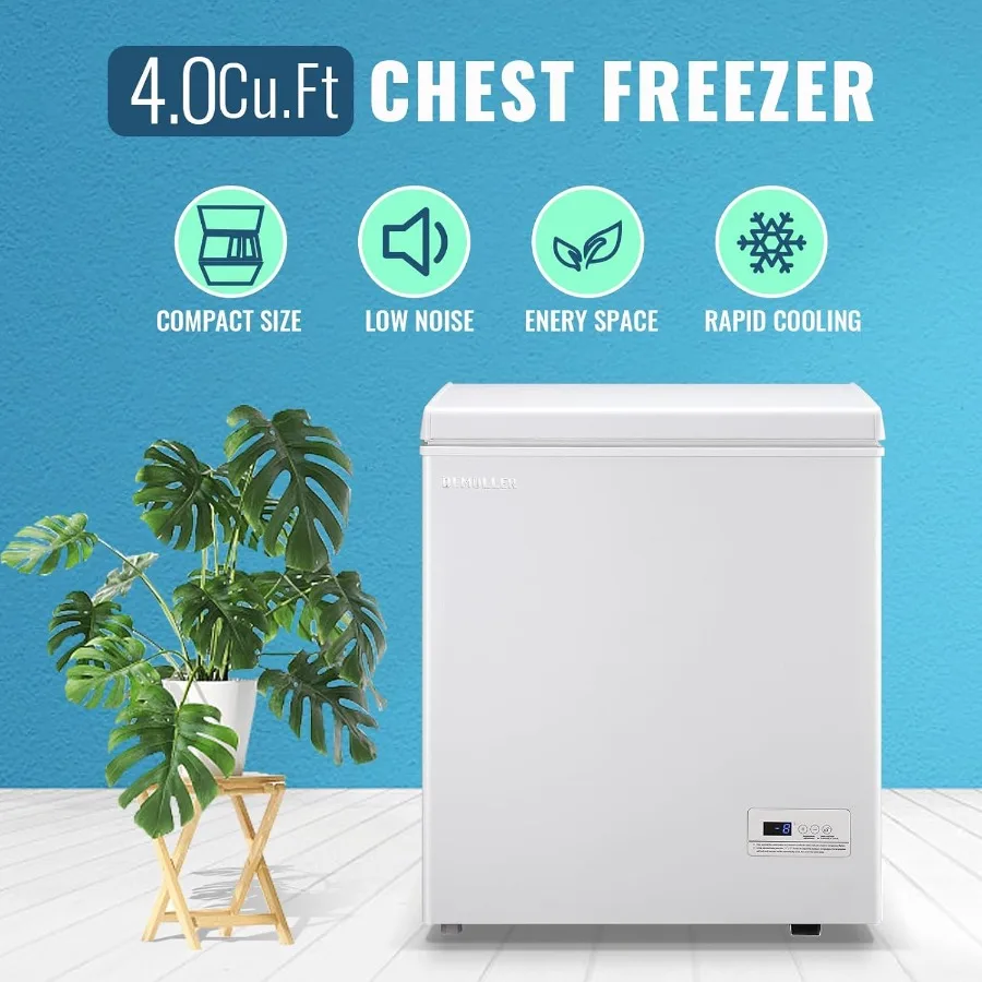 Deep Freezer with Electronic Control Freestanding Freezers with 2 Removable Stainless Steel Baskets Mini Freezer Top Open Door