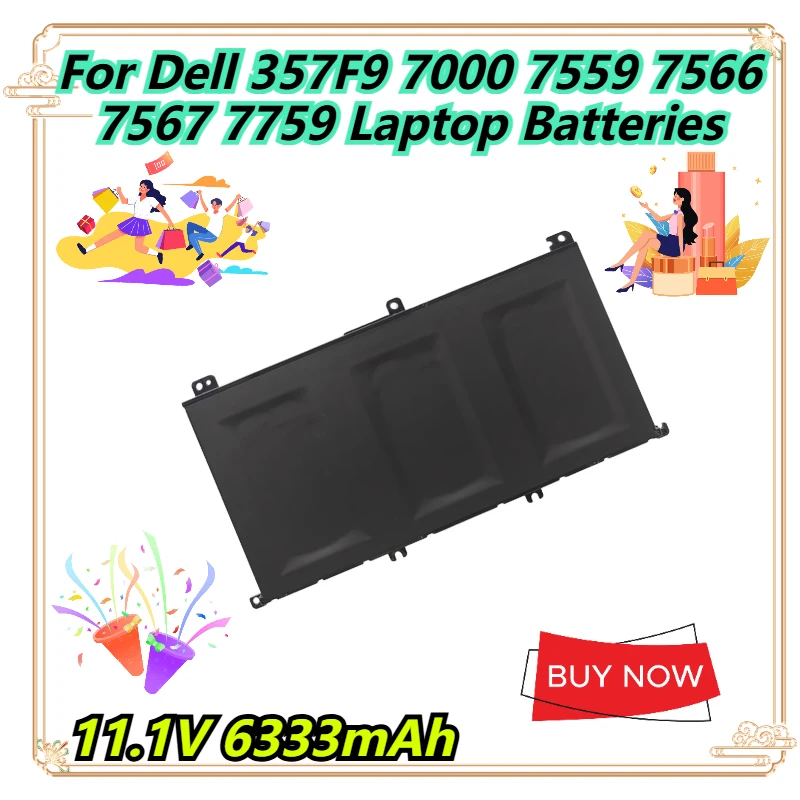 

11.1V 6333mAh For Dell 357F9 7000 7559 7566 7567 7759 Laptop Batteries