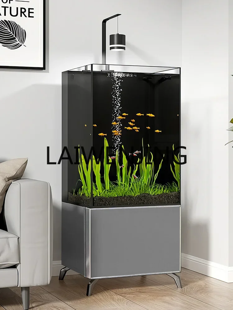 

Fish tank living room four-legged square tank bottom cabinet back filter ultra-white glass goldfish tank aquarium