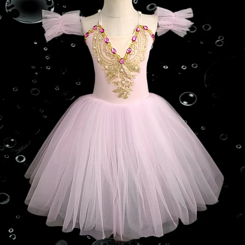 Robe de Ballet d'été pour enfants, vêtements pour filles, danse de princesse, Tutu blanc et rose, robes moelleuses, Costume de scène pour enfants