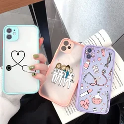 Cartoon Medicine Doctor Nurse Phone Case for iPhone 16 15 14 13 12 11 Pro Max Mini SE 7 Plus Hard Cover Shockproof Clear Fundas