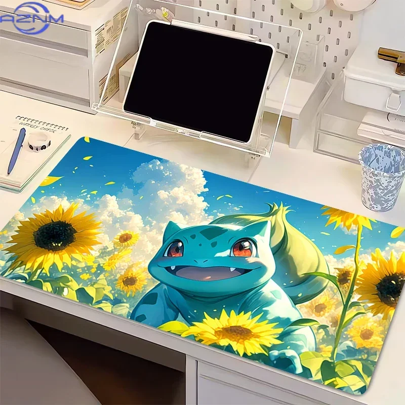 Natural Rubber Mouse Pad Pokemon Bulbasaur Anime Carpe XXL PC Game Computer Mausepad Varmilo Keyboard Gaming Extended Desk Mat