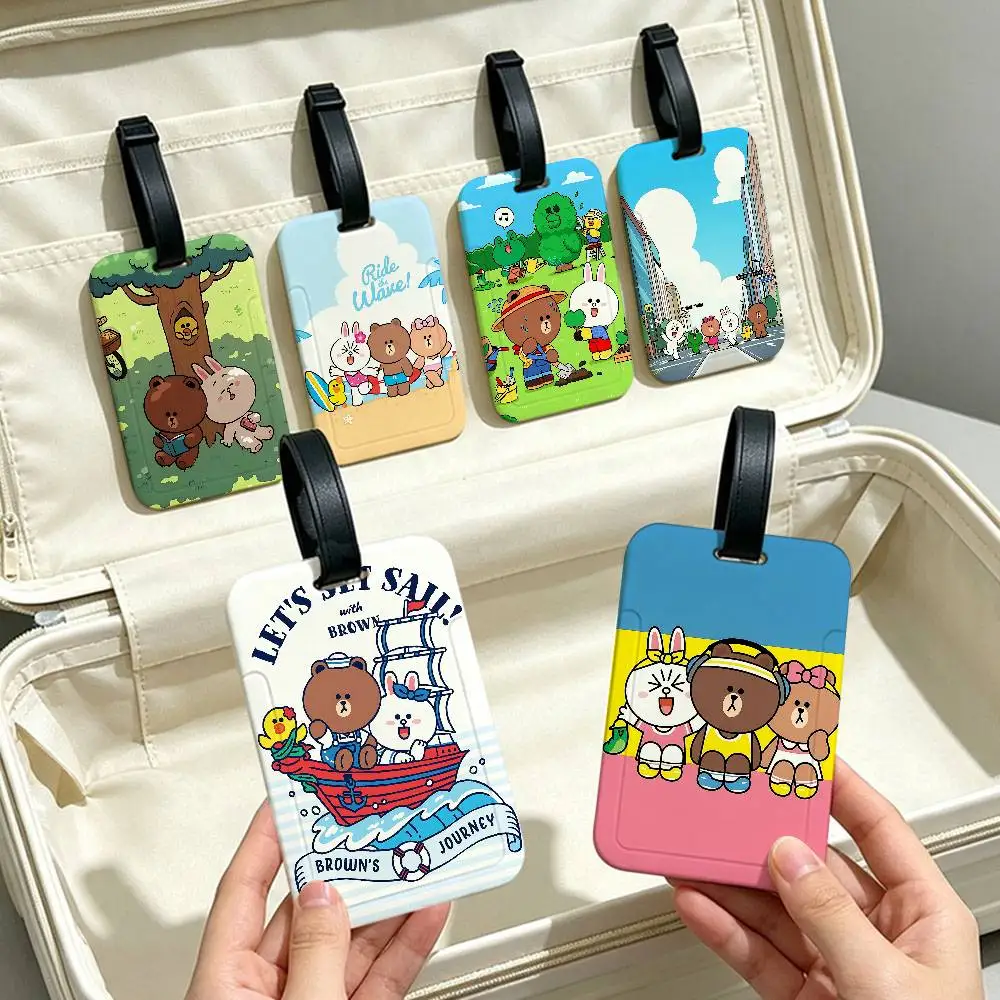 L-LINE ANIMATION FRIENDS Universal PVC Luggage Tag Anti lost With Information Card Suitcase Backpack Identification Label