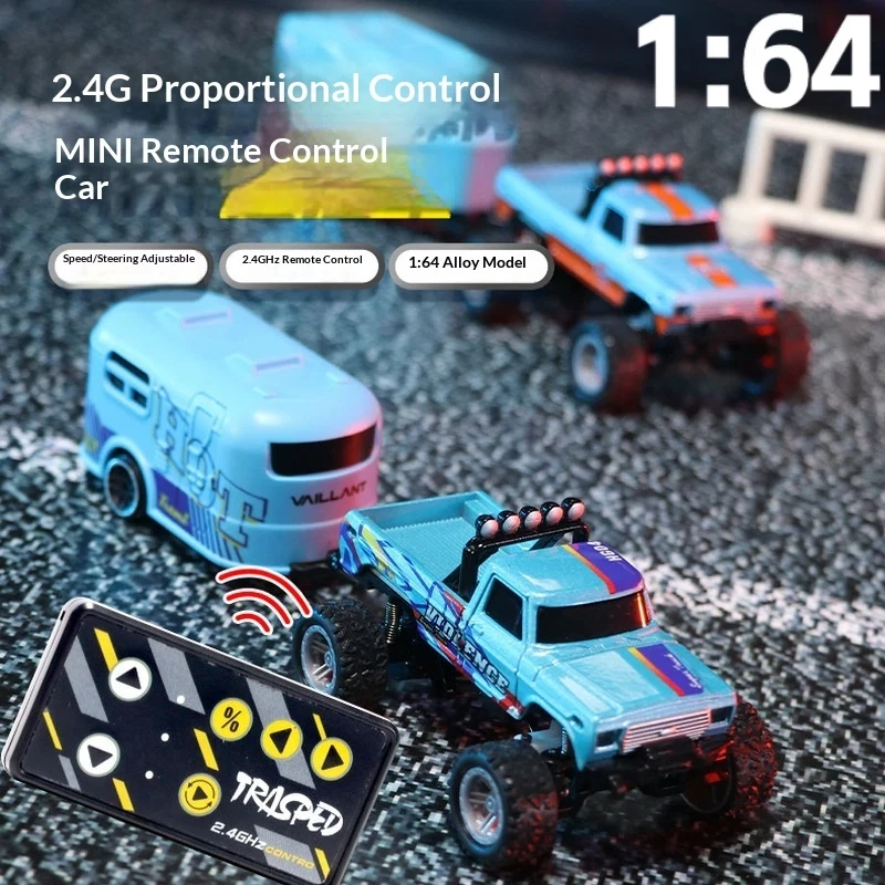 Nowy Produkt 1: Mini Samochód Terenowy na Zdalne Sterowanie 64, Amortyzator, Samochód na Zdalne Sterowanie 2.4g, Model ze Stopu z Efektem Świetlnym, Zabawka dla Chłopca