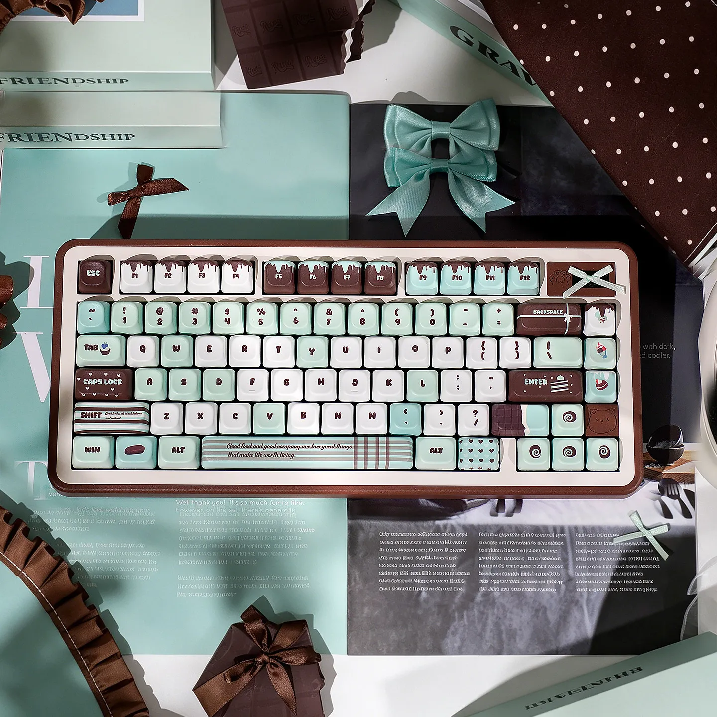 URE Mint Candy Dessert Keycap Set for MX Gamer Mechanical Keyboard Personalized Keycaps Cherry Profile Customized Gifts