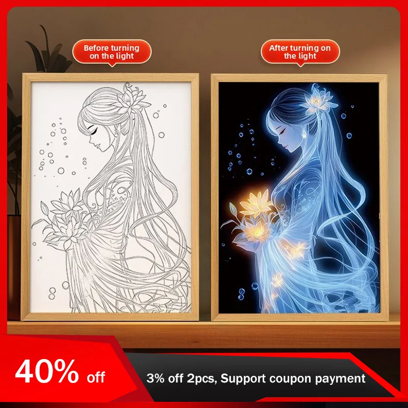 

22cm/8.66in Anime Light Creativity Painting Luminous Toys Acrylic Peripherals Collectible Ornaments Table Display Party Supplies