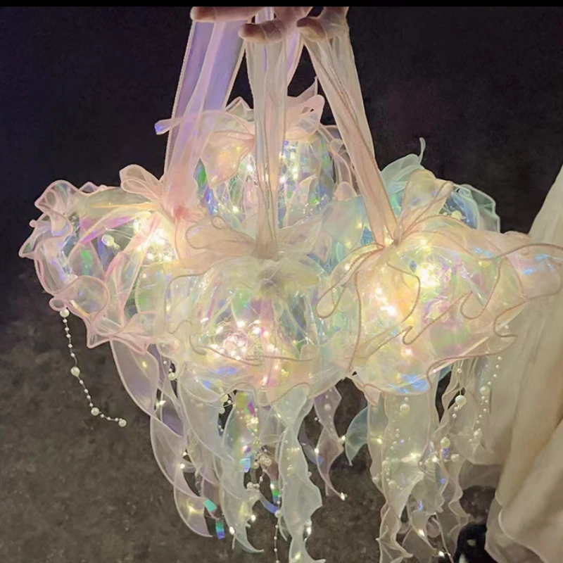 Gradient Jellyfish Light Decoration LED Light Festival Pendant Courtyard Lighting Handmade Light