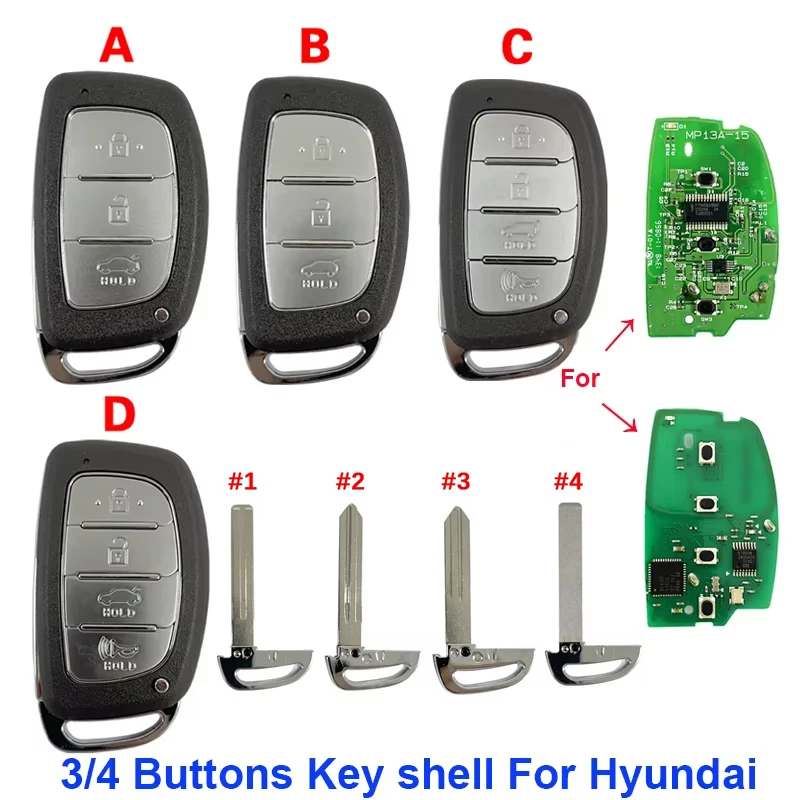 

CS020060 3/4 Buttons Remote Key Shell for Hyundai Creta Elantra Sonata IX25 I40 Replacement Key Cover Case