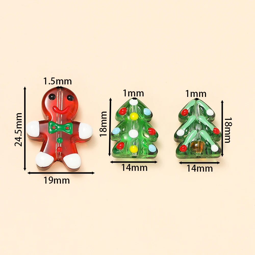 1pcs Glass Gingerbread Man Beads Christmas Tree Spacer Bead for Christmas Decoration DIY Jewelry Making Accessories