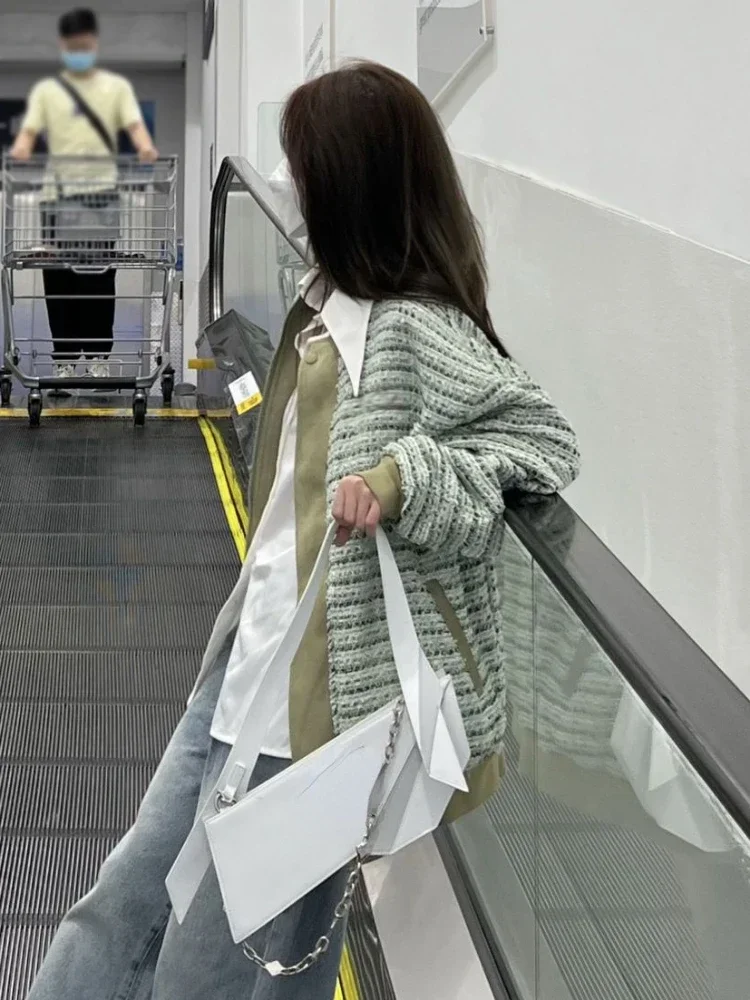 

2025 Contrast Color Loose Cool Jackets Women Y2k Aesthetic Casual Patchwork Coat Autumn Fashion Streetwear Pocket Coats