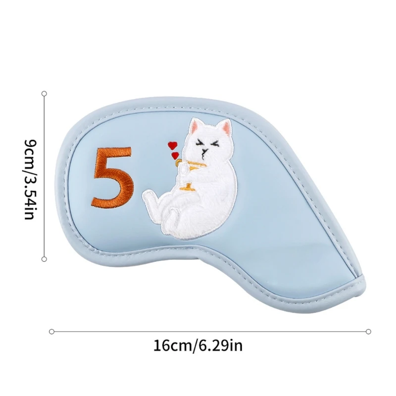 Funda protectora cabeza hierro para Golf, funda protectora con patrón gatos, Protector cabeza caña Golf, 9