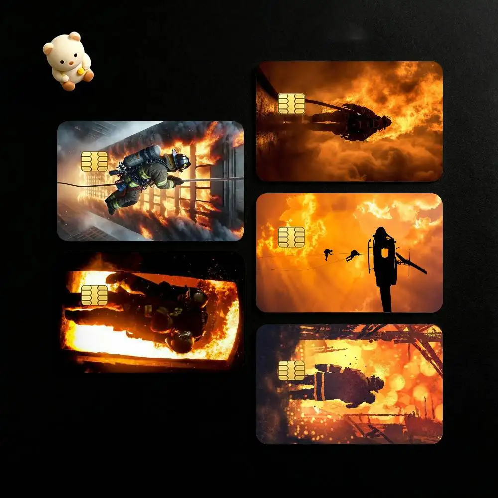

Firefighters Put Out Fires Credit Card HD Stickers Game Card Decal Small Chip Waterproof Sticker Gift