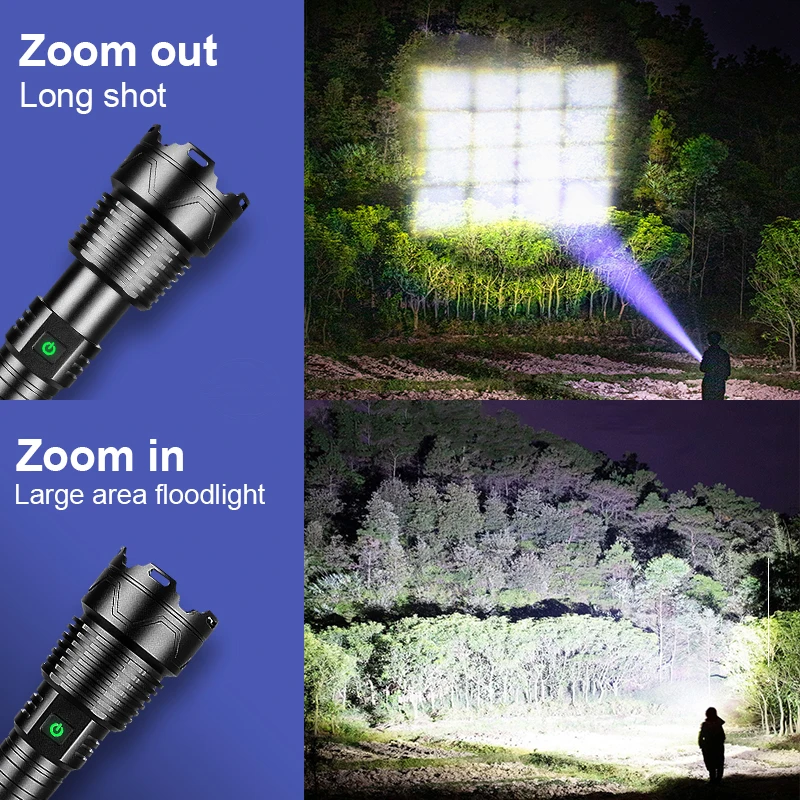 Ultra Powerful LED Flashlight Rechargeable USB Long Range 3000M Flashlights 18650 26650 Tactical Torch Emergency Lantern Fishing