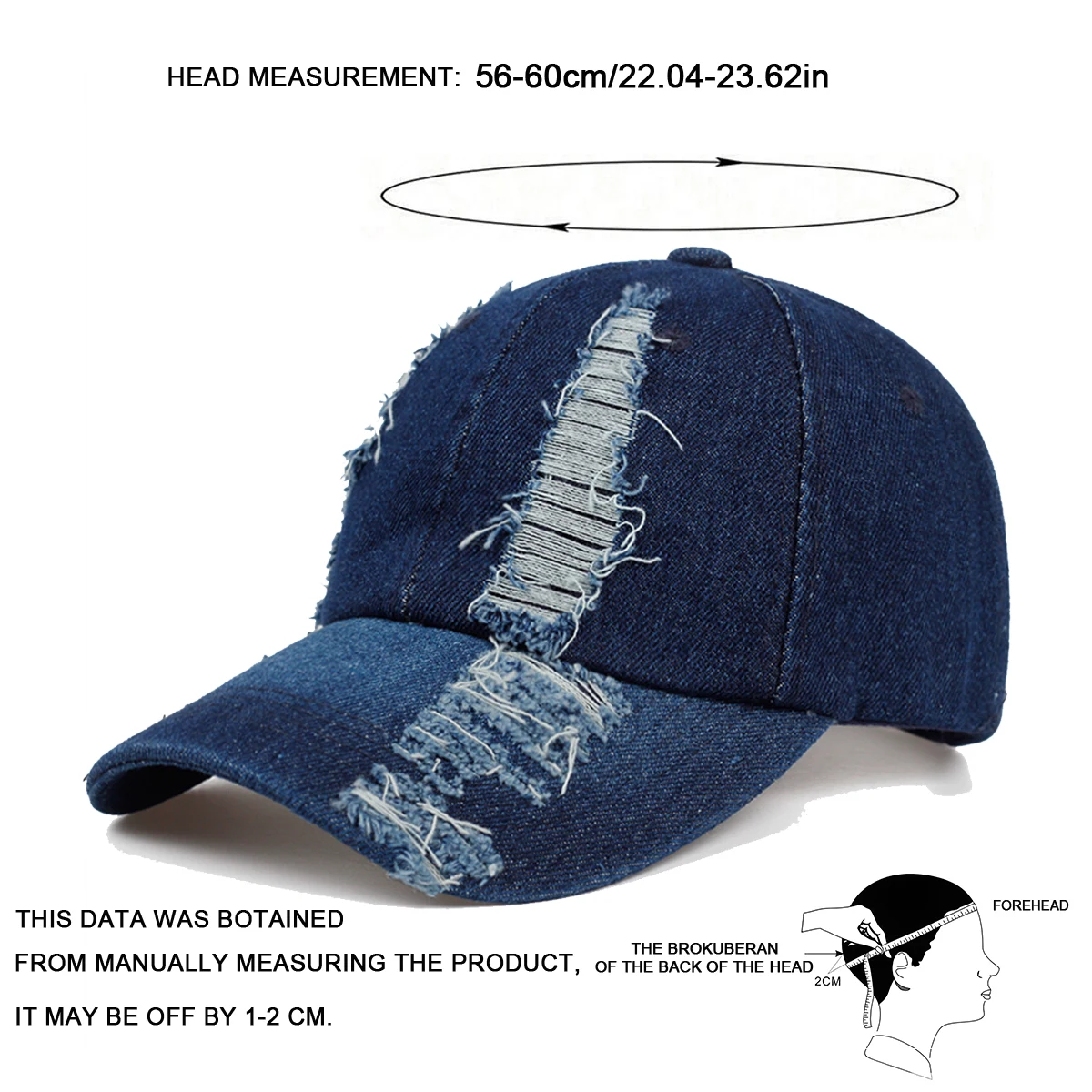 Unisex Light Solid Color Perforated Denim Baseball Caps Spring Autumn Outdoor Adjustable Casual Hats Sunscreen Hat