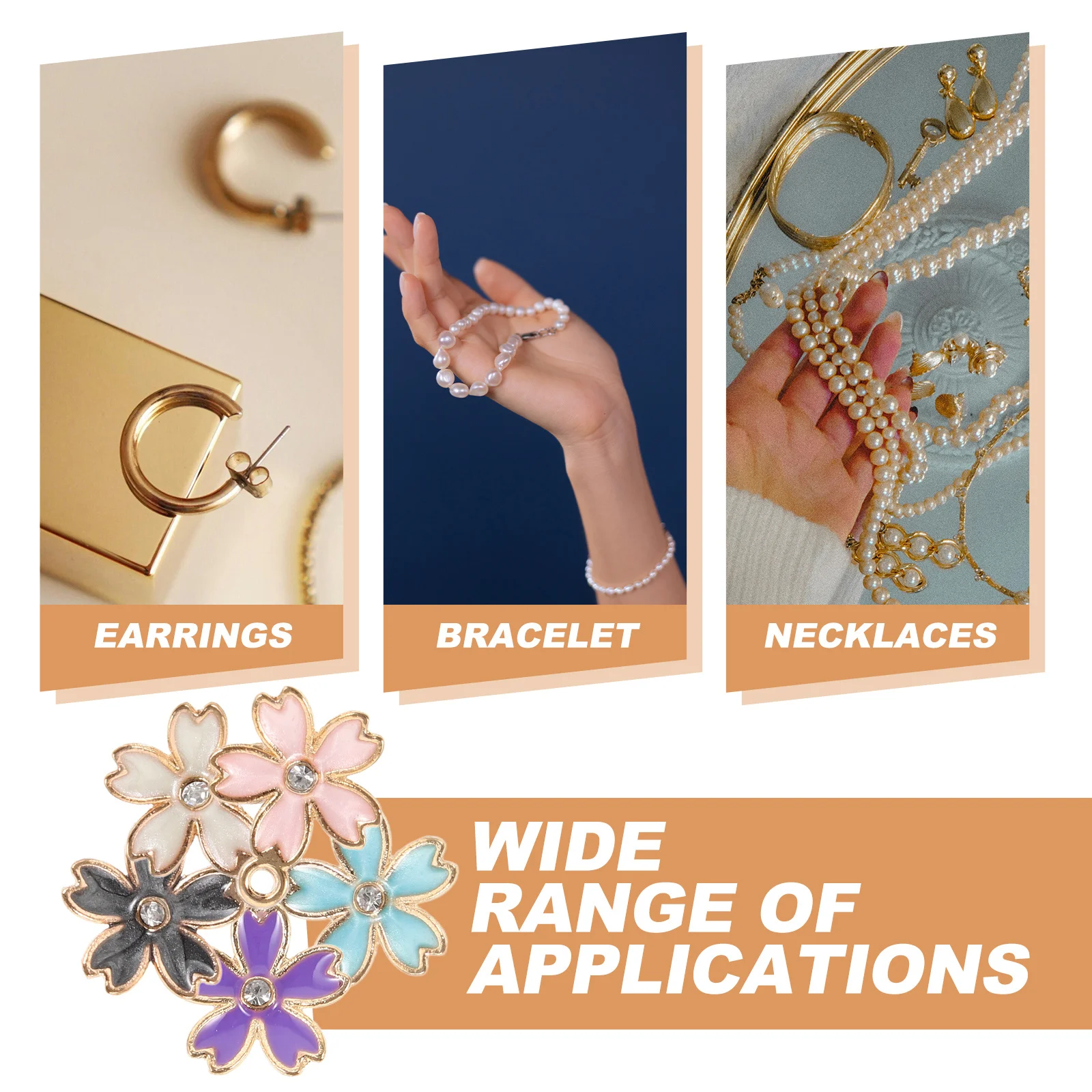 

50Pcs Zinc Alloy Flower Charms DIY Jewelry Making Accessories Floral Pendants for Earrings Bracelets Necklaces Crafting Findings